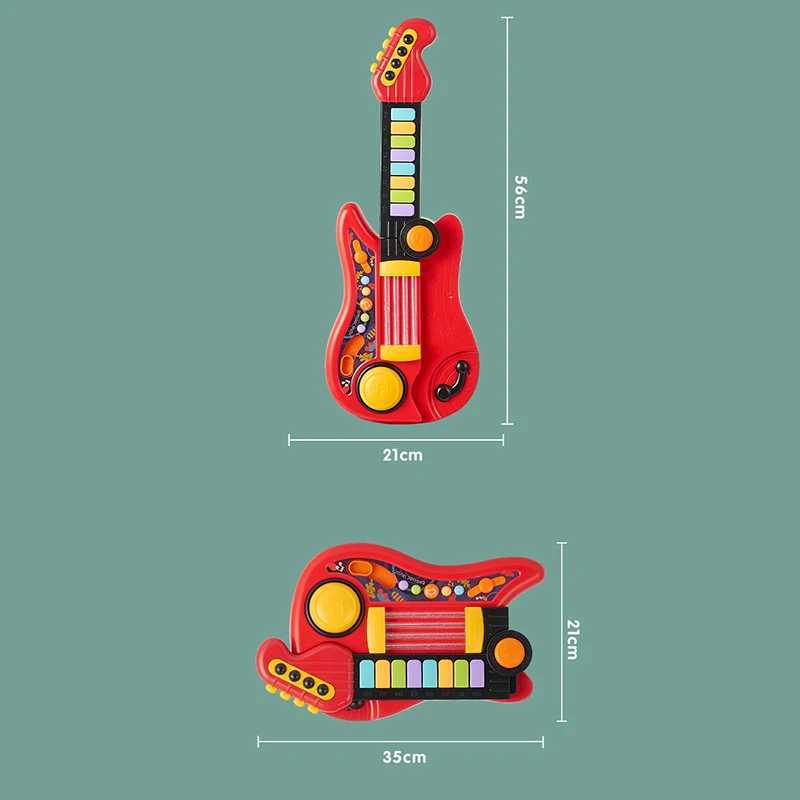 Kids Guitar Toy 2 In 1 Folding Musical Instrument Electronic Piano BrainTraining Educational Toys Birthday Gift for Girl Boy C250912