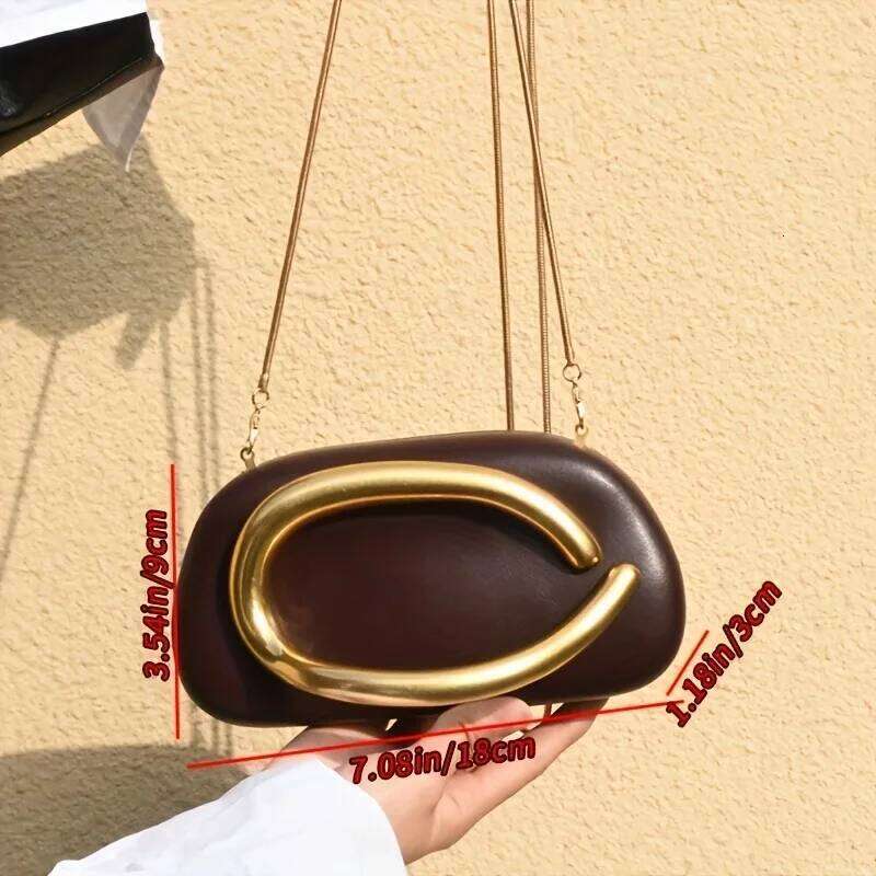 Gold Metal Closure Box Clutch Women Evening Wedding Party Cute Purse Bag Handbag Dark Red Beige 2025 Spring New Fashion Chic