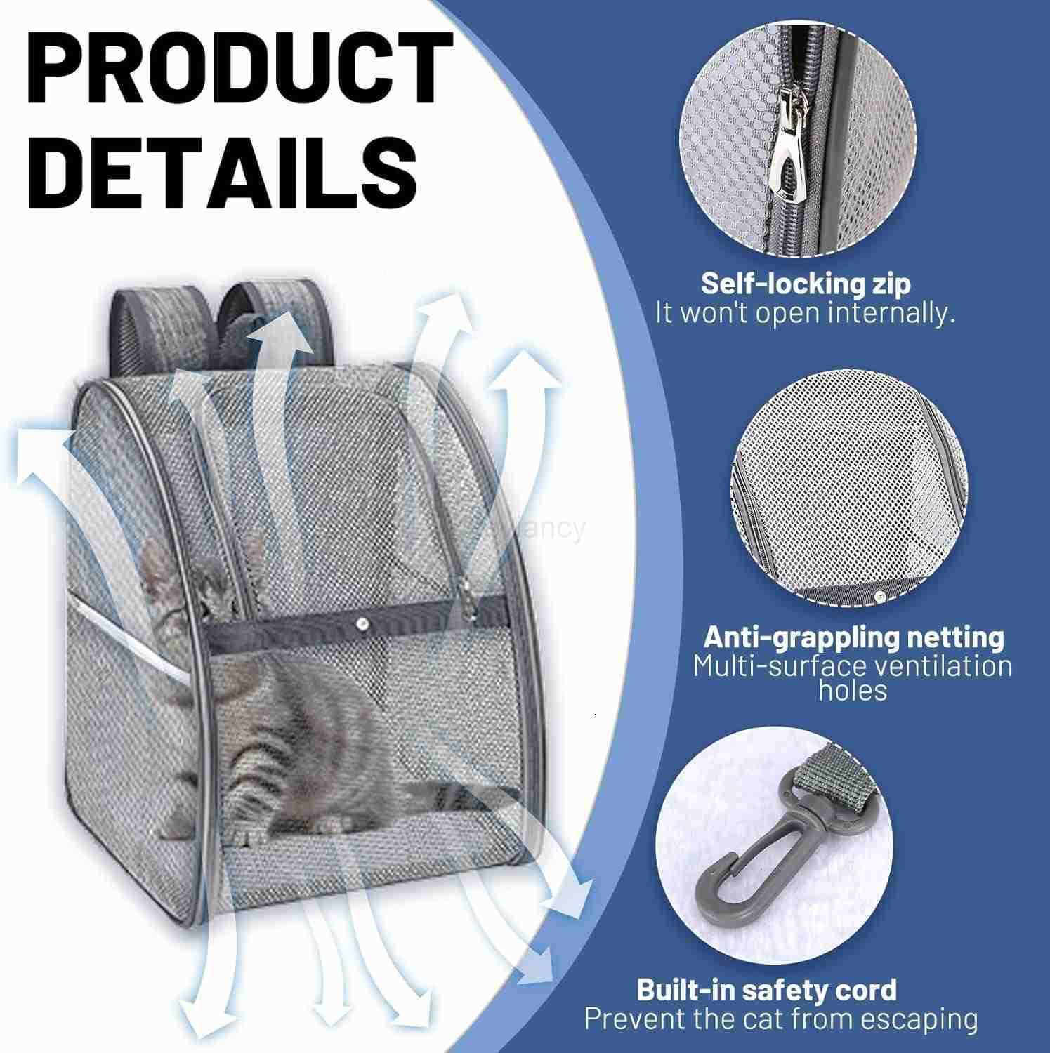 cat Backpack Lightweight Foldable EscapeProof Design for Small Dogs Cats Air Travel Approvedcat Backpack CarrierTravel and Daily Use pet CarrierW25091