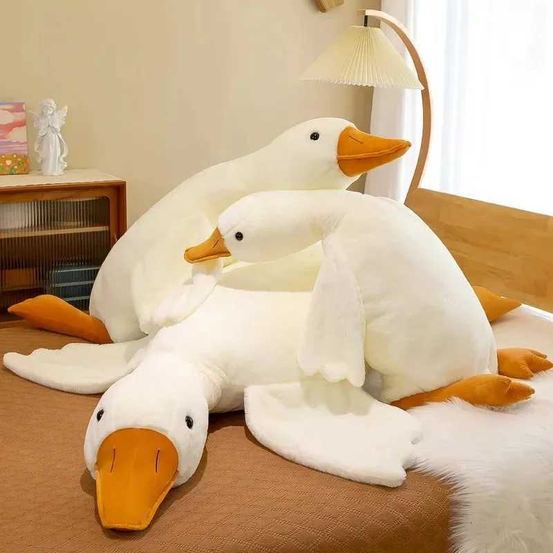 50190cm Cute Big White Goose Plush Toys Kawaii Huge Duck Sleep Pillow Cushion Soft Stuffed Animal Doll Birthday Gift for Kids Z250912