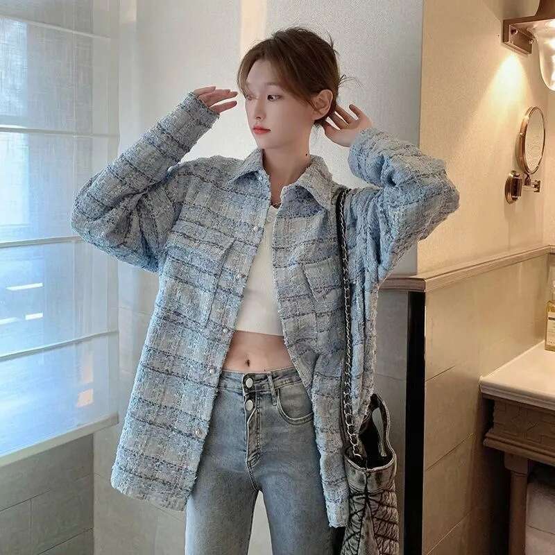 DHEssentials High-End Chanel-Style Coat Women, Autumn/Winter 2025, Pure Spring New Loose Mid-Length Long-Sleeve Top for Petite Figures