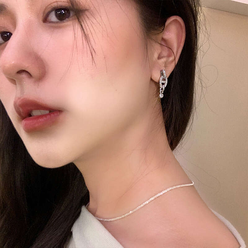 Minimalist Style Full Zircon Stud Versatile Ins Trend Simple Pig Nose Exquisite Elegant Earrings for Women