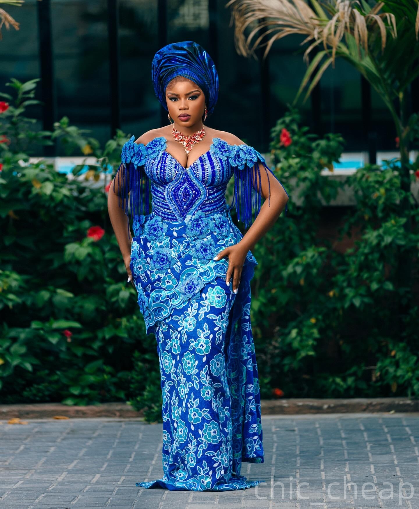 Aso Ebi Blue Sheath Prom Dresses 2025 Flowers Beaded Sequined Evening Formal Party Second Birthday Engagement Gowns Plus Size Dress For Special Occasi