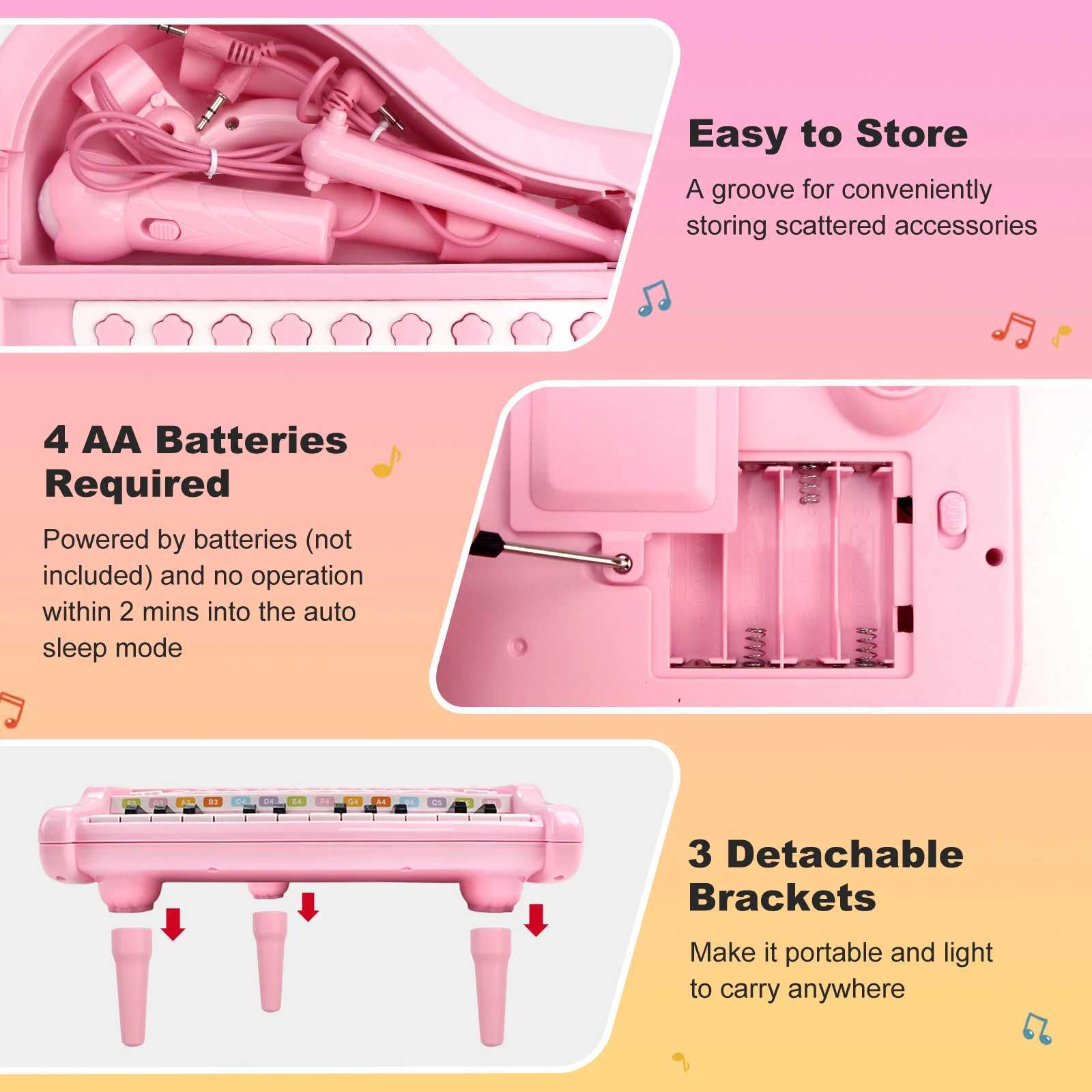 Childrens Electronic Keyboard Piano Toys With Microphone Mini Piano Toys Kid Musical Instrument Educational Toys for Kid Gifts C250912