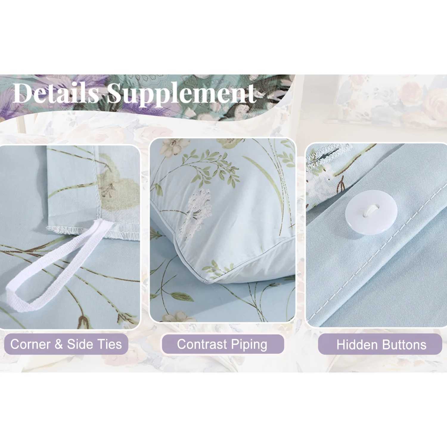 3pcs 600TC 100 Egyptian Cotton Duvet Cover Set Light Blue Shabby Chic Floral Soft SkinFriendly No Inserts C250912