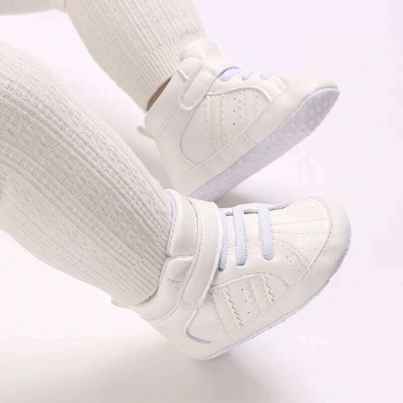 0-18M Newborn Baby for Boys Fashion PU Stripe Casual Sports Soft Sole Comfortable Walking Shoes