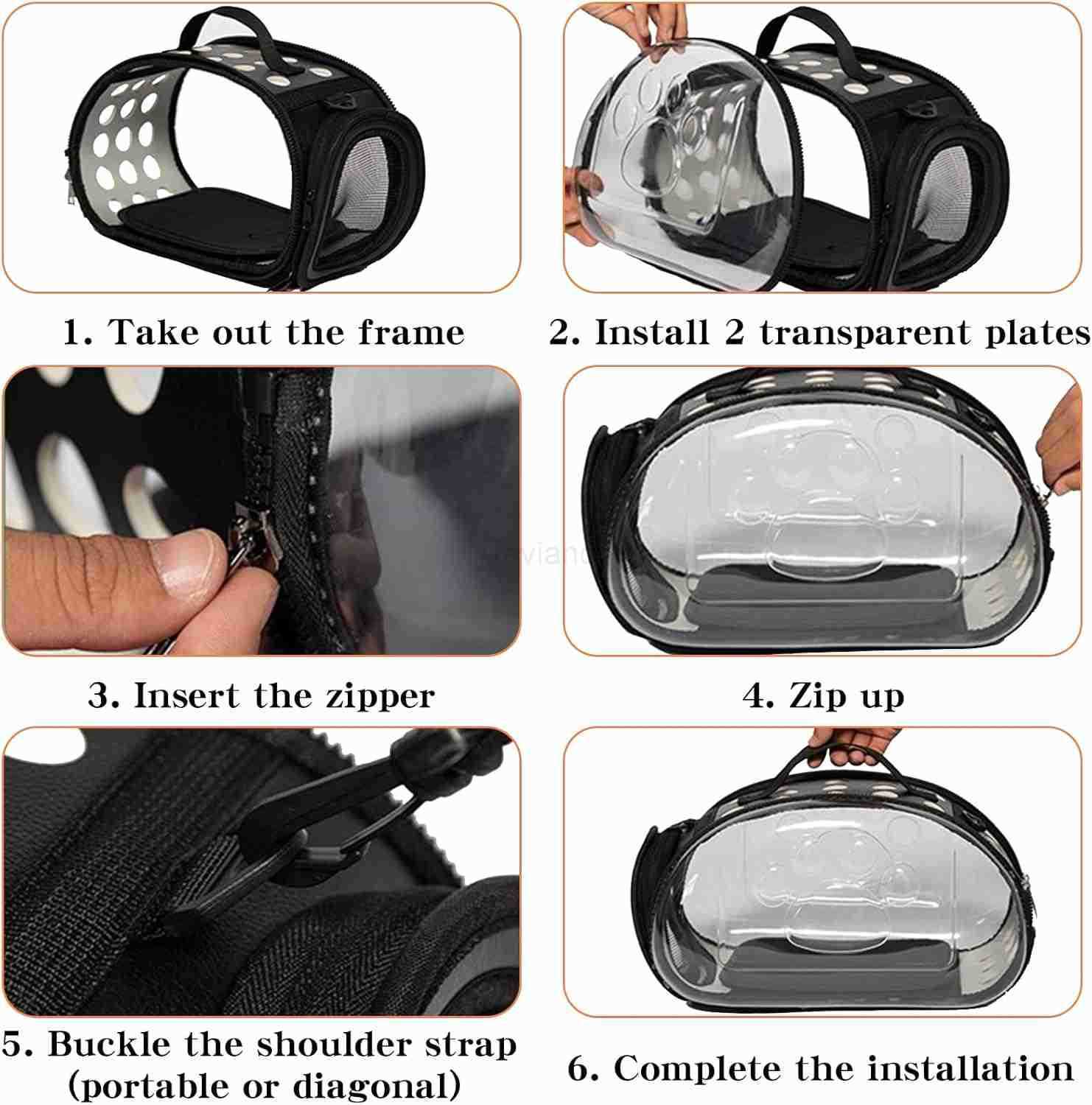 Clear Cat Carrier Hard Cat Bag Collapsible Portable Small Pet Carrier Bag for Cats Kitten Puppy Travel Hiking Walking Outdoor UseGreyW250912