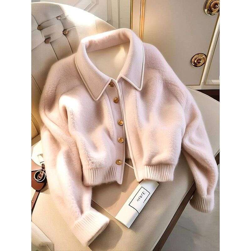 Women's Clothing Pink Plush Short For Women Winter Small Size Age Reducing Fashionable Thick Warm Cotton Coat