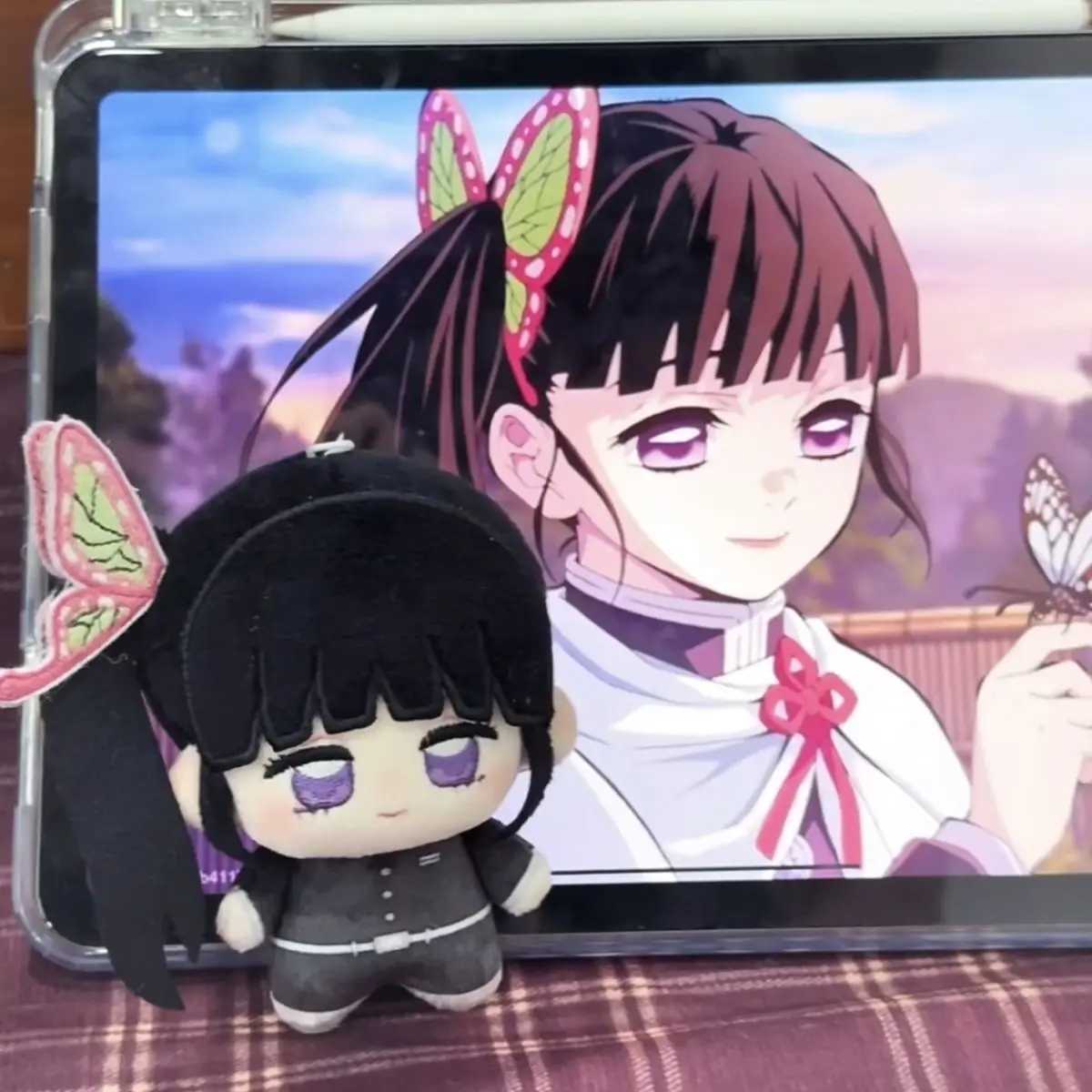 New Anime Demon Slayer Tsuyuri Kanawo Kochou Kanae Kamado Tanjirou Cute 10cm Plush Doll Cartoon Pendant Keychain Decor Xmas Gift C250912
