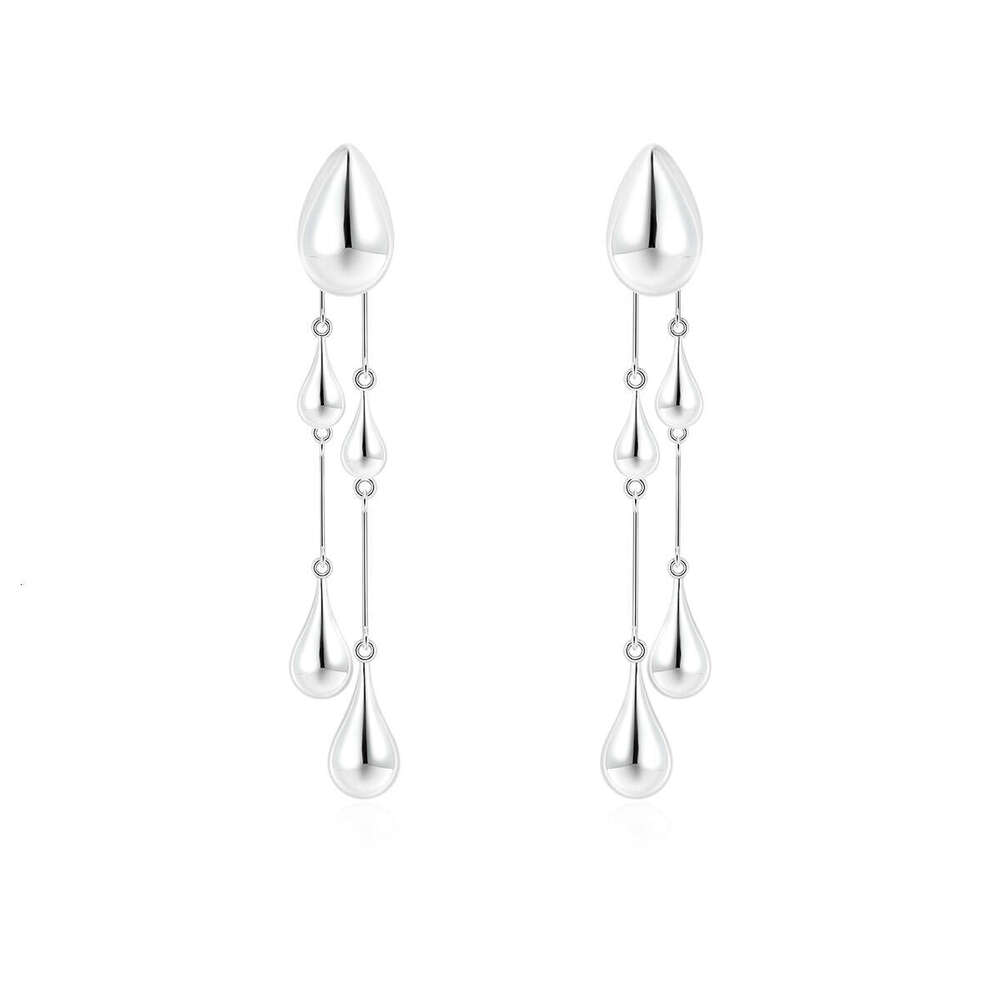 Unique Front and Back Wear Long 2024 New High-end Water Drop Tassel Design Earrings