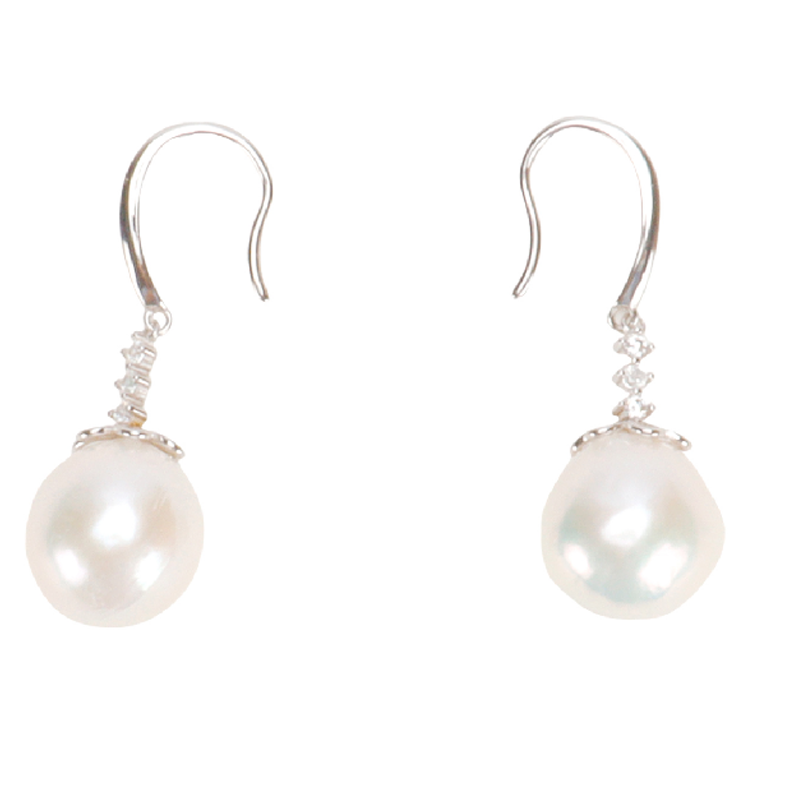 Natural Freshwater Baroque Pearl Stud Earrings Sterling Silver Freshwater Pearl Stud Earrings Fashionable and Versatile Trendy Anniversary Gift