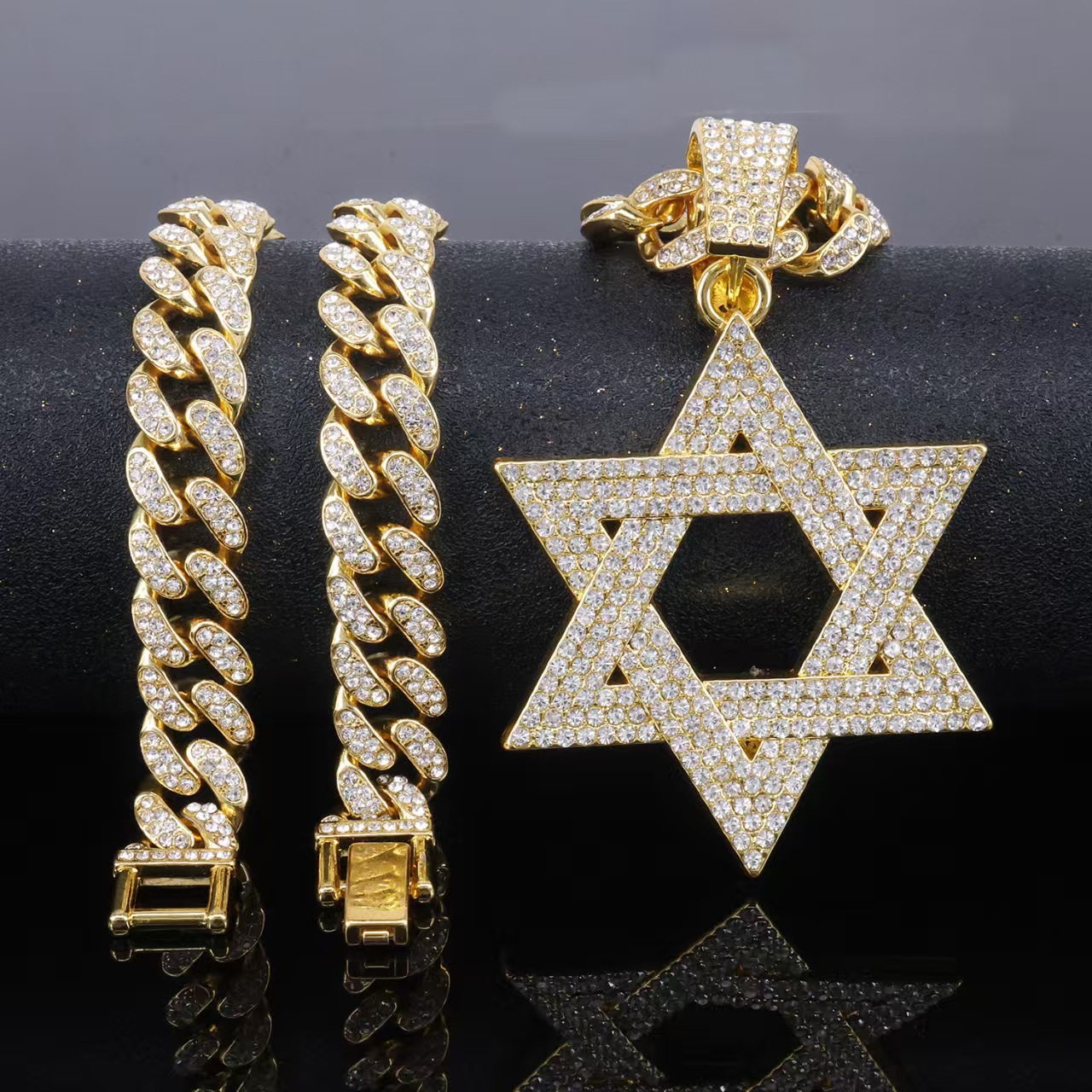 of David Pentagon Lucky Charm Golden Star Pendants Baguette Iced Out Jewelry Custom Moissanite Pendant