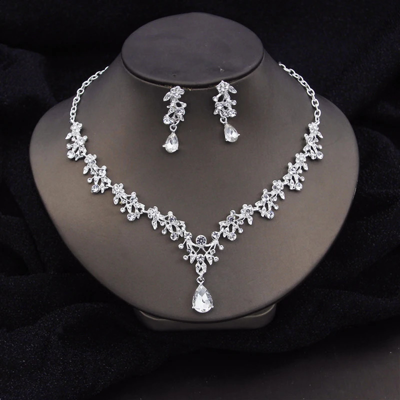 Gorgeous Crystal Fashion Jewelry Sets for Women Choker Necklace Earrings Prom Wedding Dress Bridal Necklace Sets 250911