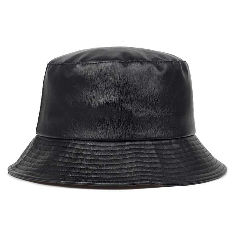 2020 new bucket hat faux ather bucket hats PU cotton solid top mens and wens fashion bucket Panama fisherman s G250910