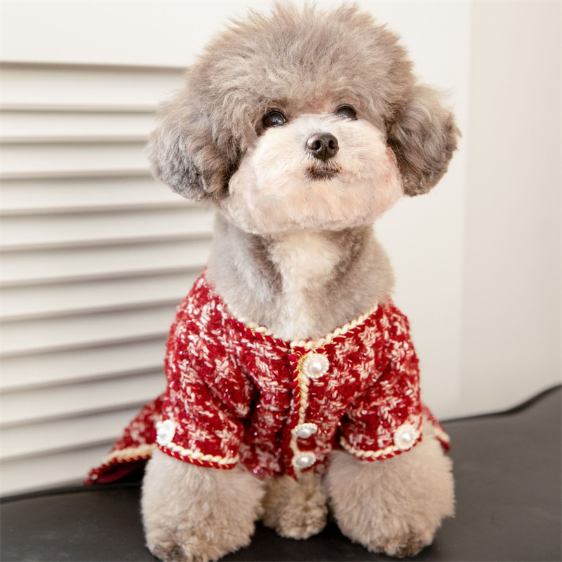 Designer Winter Classic Plaid Dog Clothes Exquisite Jacket Hat Dog Jacket French Bulldog Schnauzer For Samll Medium Dog