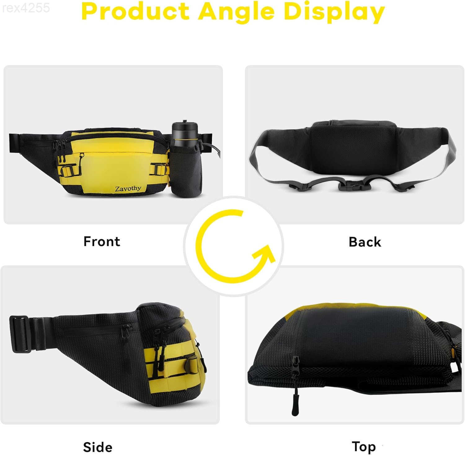 Waist Bag for Women Fashion Fanny Pack Men Hiking Waist Packs for Running Hiking Gear with Detachable Water Bottle Holder for Walking Hiking CyclingW2