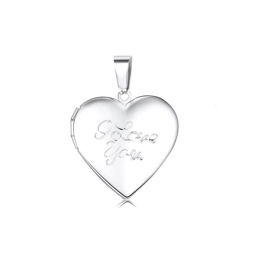 Stainless Steel Love Necklace Openable Photo Box Gift Heart Flip Cover Pendant
