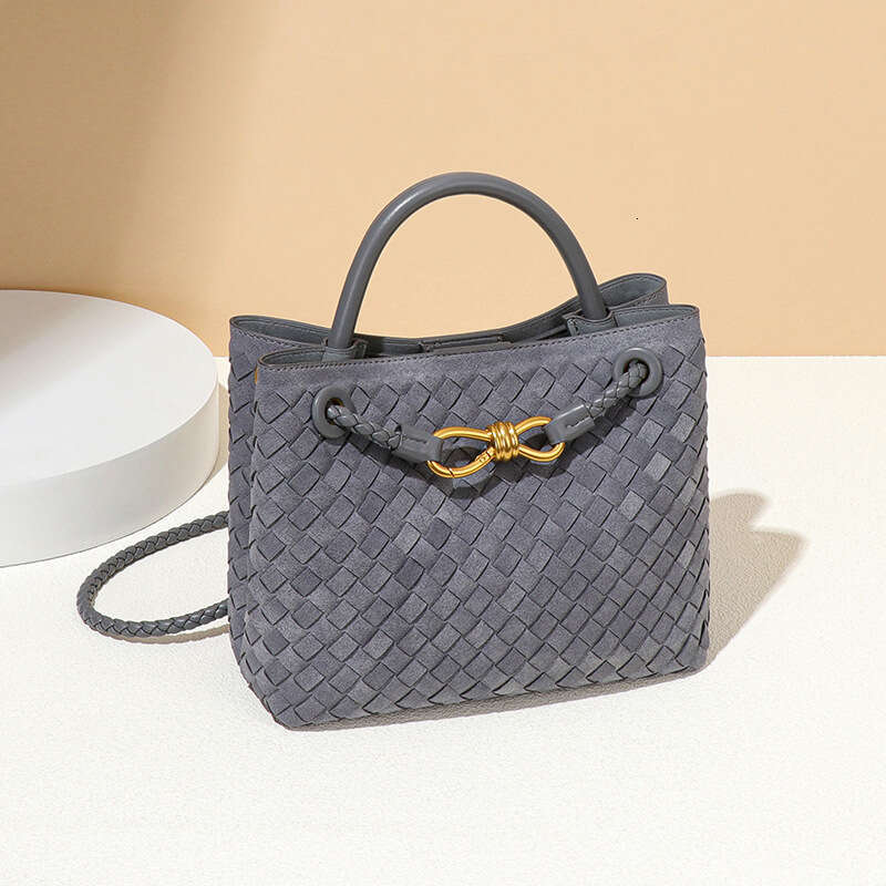 Spring and Summer New Suede Metal Buckle Woven Commuting Shoulder Crossbody Handheld Tote Square Hand Bag