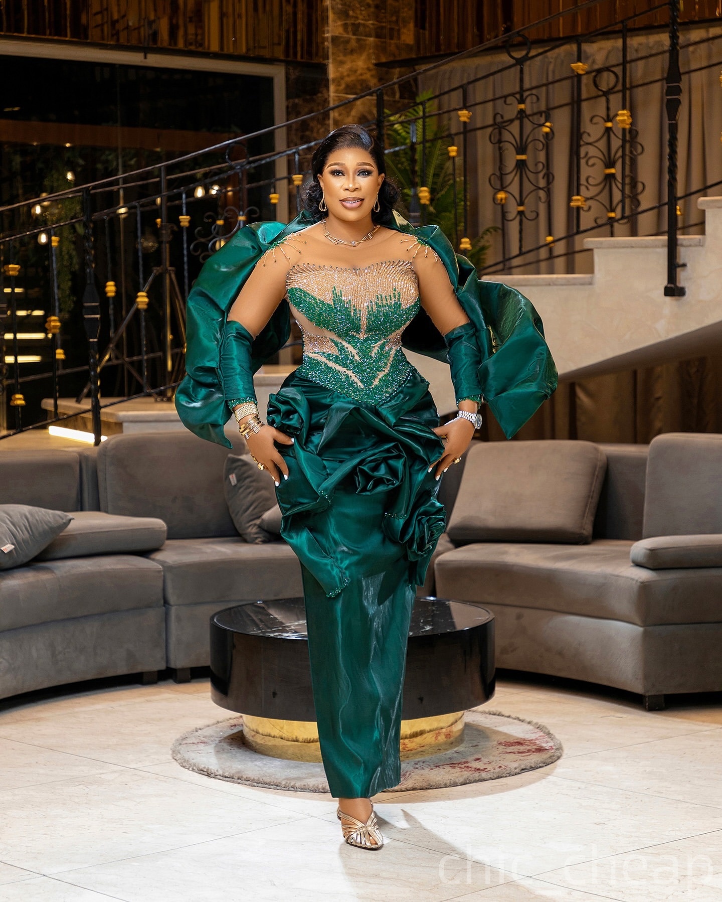 Aso Ebi Dark Green Sheath Prom Dresses 2025 Beaded Illusion Taffeta Evening Formal Party Second Birthday Engagement Gowns Plus Size Dress For Special 