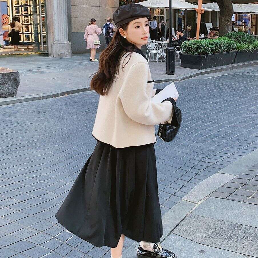 DHEssentials Short Gray Woolen Coat Women, Autumn Winter New Design, Unique and Stylish Long Sleeve Top for Women