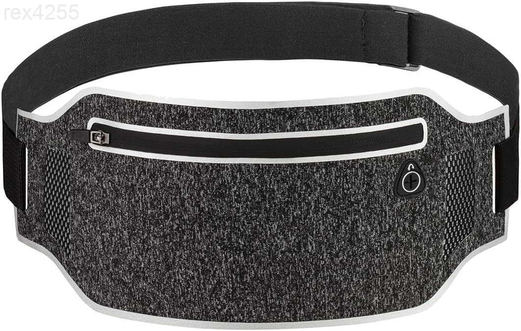 Running beltSlim Running Waist Fanny Pack Runner Exercise Phone Belt Hip Pouch Bag for Women Men iphone Samsung Black GreyW250912