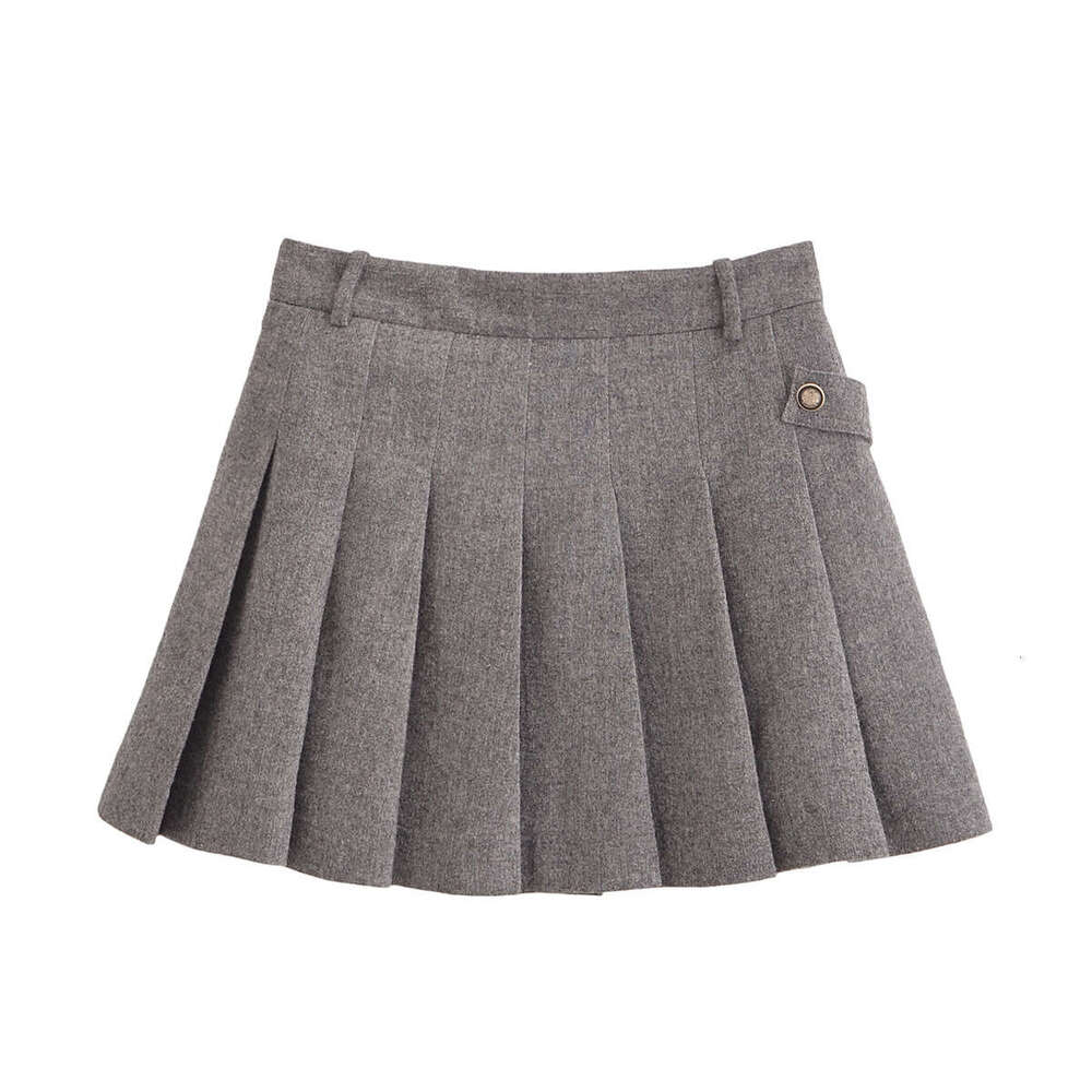 DHEssentials 2025 Summer New French Style Small Fragrance Side Zipper Decor Anti-Exposure A-Line Pleated Skirt