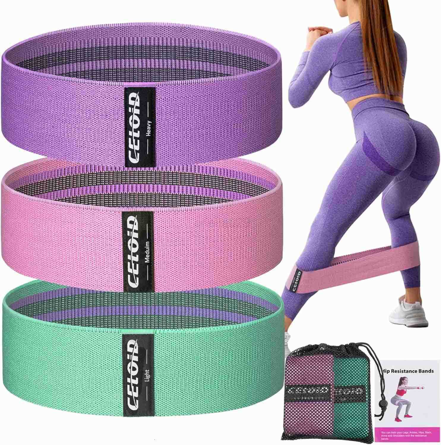 Resistance Bands Set Exercise Bands with NonSlip Design for HIPS Glutes 3 Levels Workout Bands for Women and Men Booty Bands for Home Fitness Yoga Pil