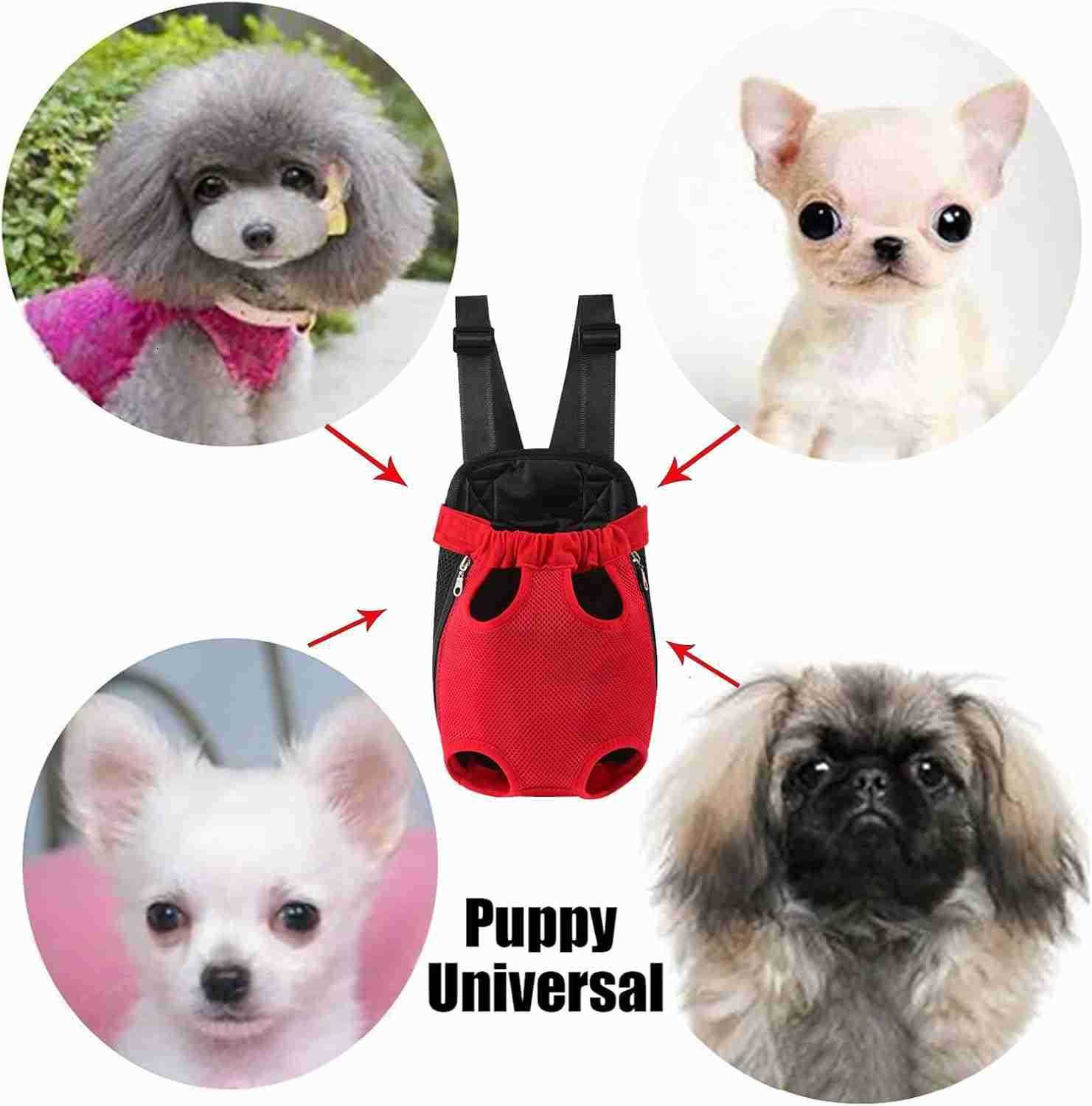 Dog Carrier Backpack Adjustable Puppy Front Carrier Backpack Ventilated Dog Chest Carrier for Hiking Camping Travel Sling Bag for Small Medium Dog Cat