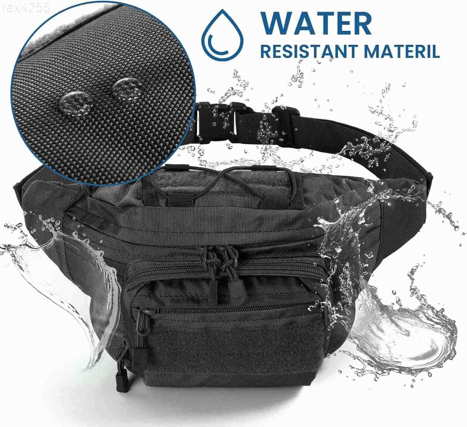 Fanny Pack Military Waist Bag Pack with USA Flag Patch Utility Hip Pack with Adjustable Strap for Outdoors Fishing Cycling Camping Hiking Dog Walking 