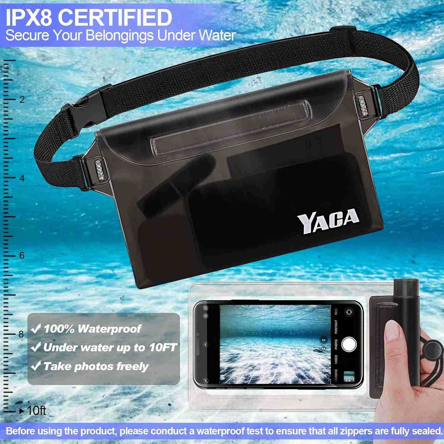 Fanny Pack 2PCS Touchscreen Sensitive Waterproof Phone Pouch Dry Bag with Adjustable Waist Strap Water Proof Pouch For Kayaking Swimming Boating Float