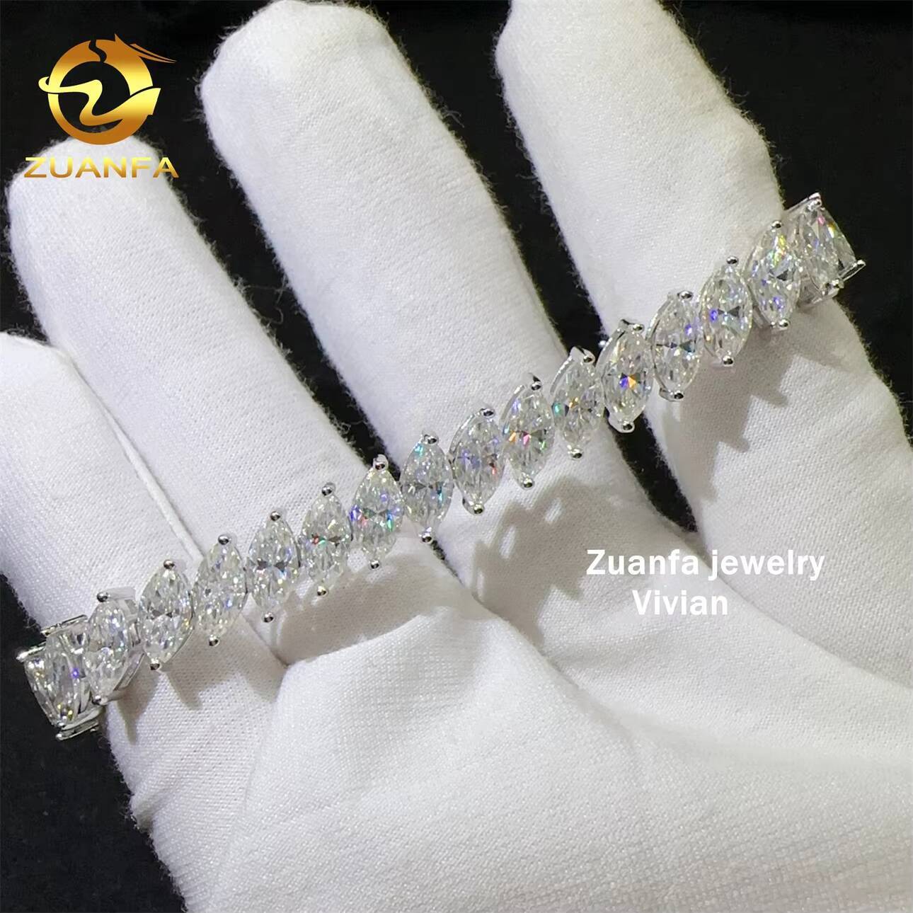 Hip Hop Jewelry Iced Out 8mm VVS Moissanite Diamond 925 Sterling Silver GRA Certified Tennis Chain Bracelet