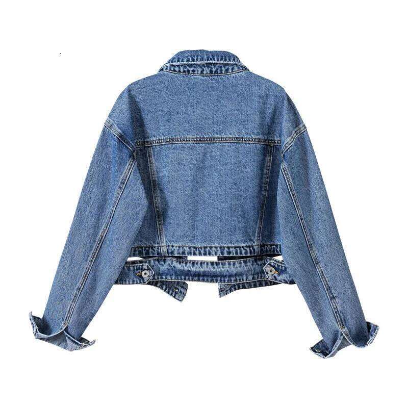 Women's Shorts Denim Jacket Fashion Casual Coat Black Lapel Single-Breasted Long-Sleeved Female Overcoat S M L XL XXL XXXL