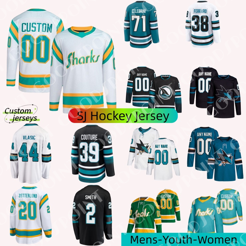 SJ sharks hockey jersey Macklin Celebrini jersey Mikael Granlund Logan Couture William Eklund Fabian Zetterlund Mackenzie Blackwood Sturm 2025 mens jersey