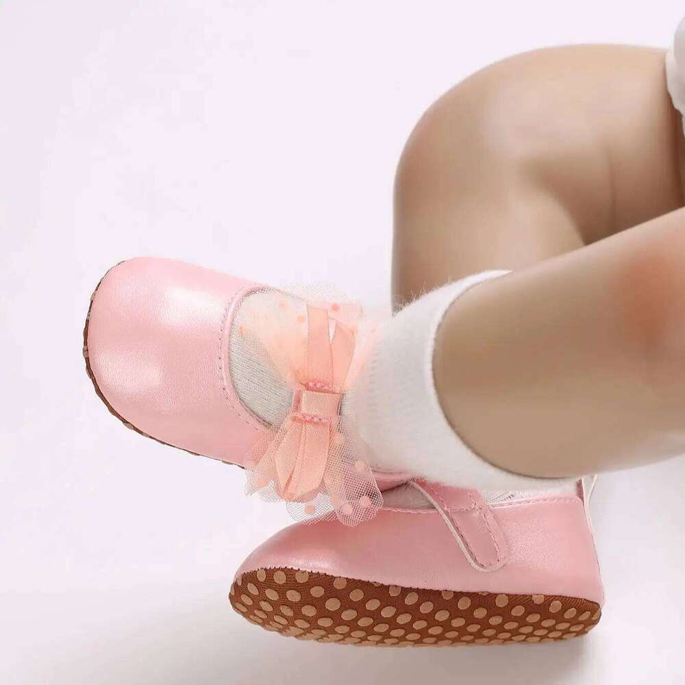 "Baby Girl First Shoes 0-18M - Bow Detail Mary Janes | Princess Soft Walkers"