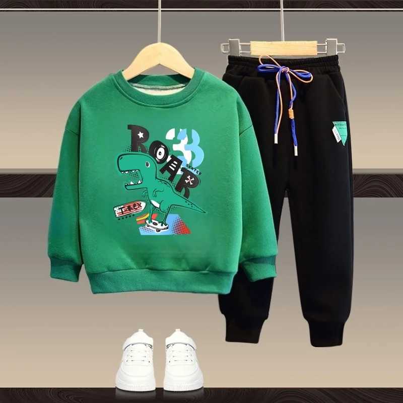 Autumn Children Boy Clothes Set Kid Girls Cartoon Printed Sweatshirts Pullover Top And Pants Suit Long Sleeve Tracksuits C250912