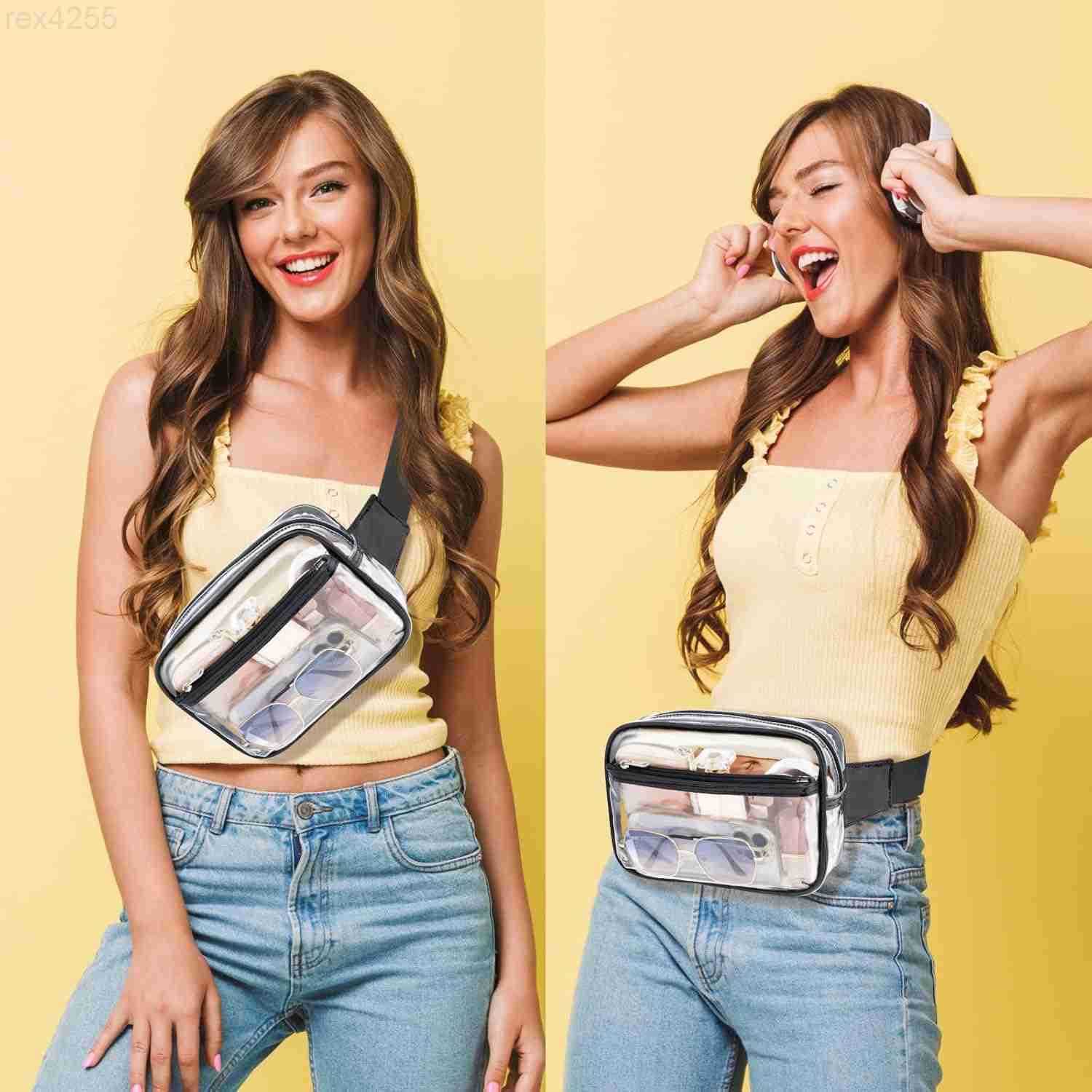 Clear Belt Bag Clear Fanny Pack Stadium Approved for Women Large Transparent Waist Bag for Sports Events Concerts Festivals BlackW250912