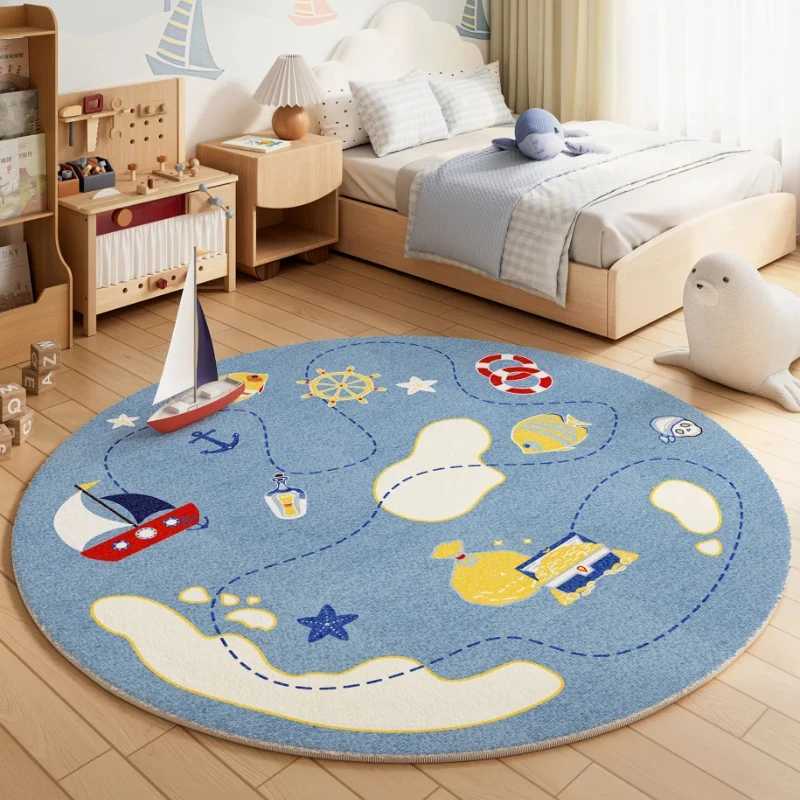 Cartoon Style Bedroom Decor Carpet Thickend Plush Children Floor Mat Fluffy Soft Round Rug Cute Patterns Carpets for Living Room C250912