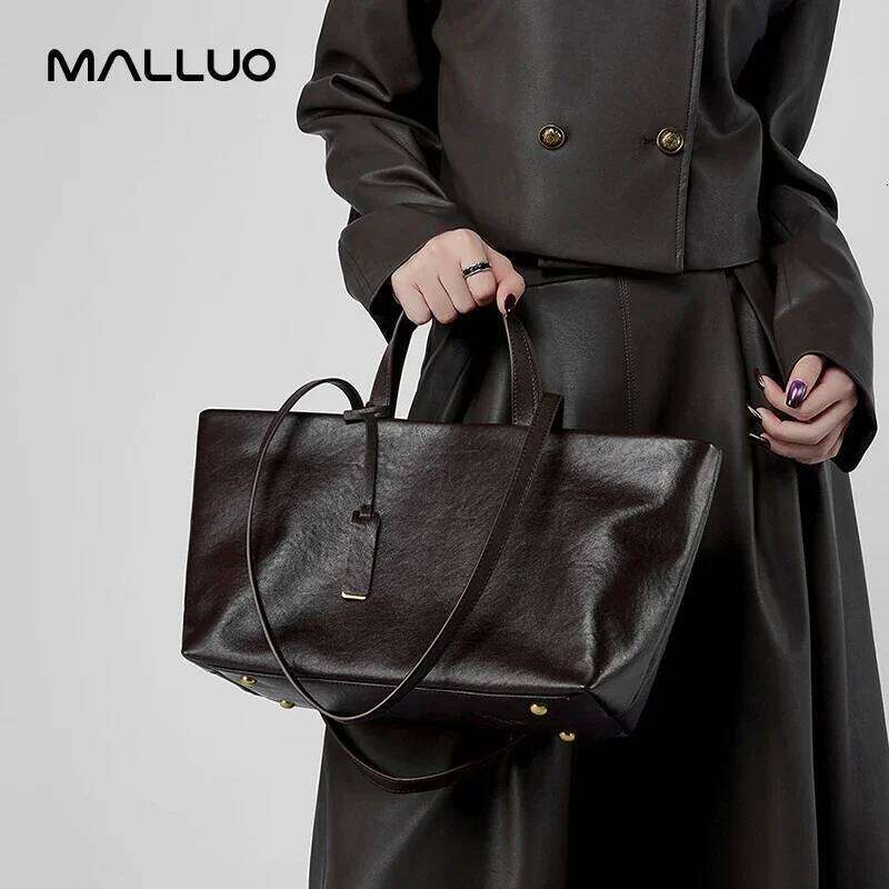 Women Cow Leather Retro Shoulder Bags Lady Casual Real Natural Cowhide Bag Female High Capacity Design Commuting Handbag