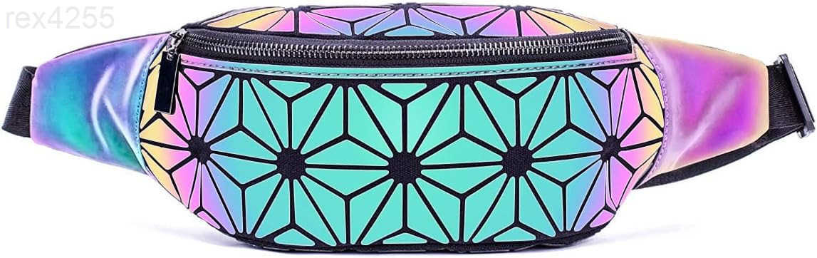 Fanny Packs for Women Men Luminous Holographic Chest Bag Geometric Waist Pack for Travel Festival Running SportsW250912
