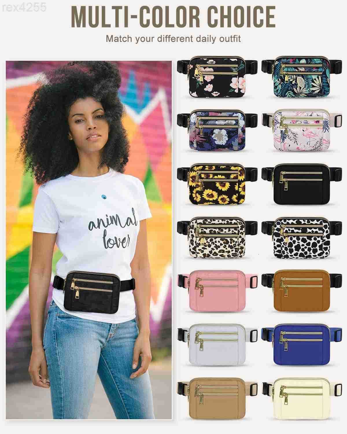 Fanny Packs for Women FAshion Waist Packs Bag with Adjustable Strap and 4 Zipper Pockets Waterproof Everywhere Crossbody Belt Bag for Workout Running 