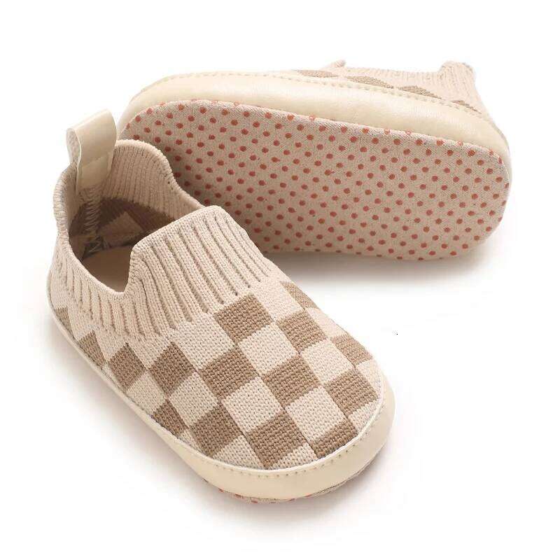 Classic Checkered Athletic Mesh Breathable Cotton Sole Toddler Boys' Girls' Casual Sports Shoes Baby Walk 0-18M