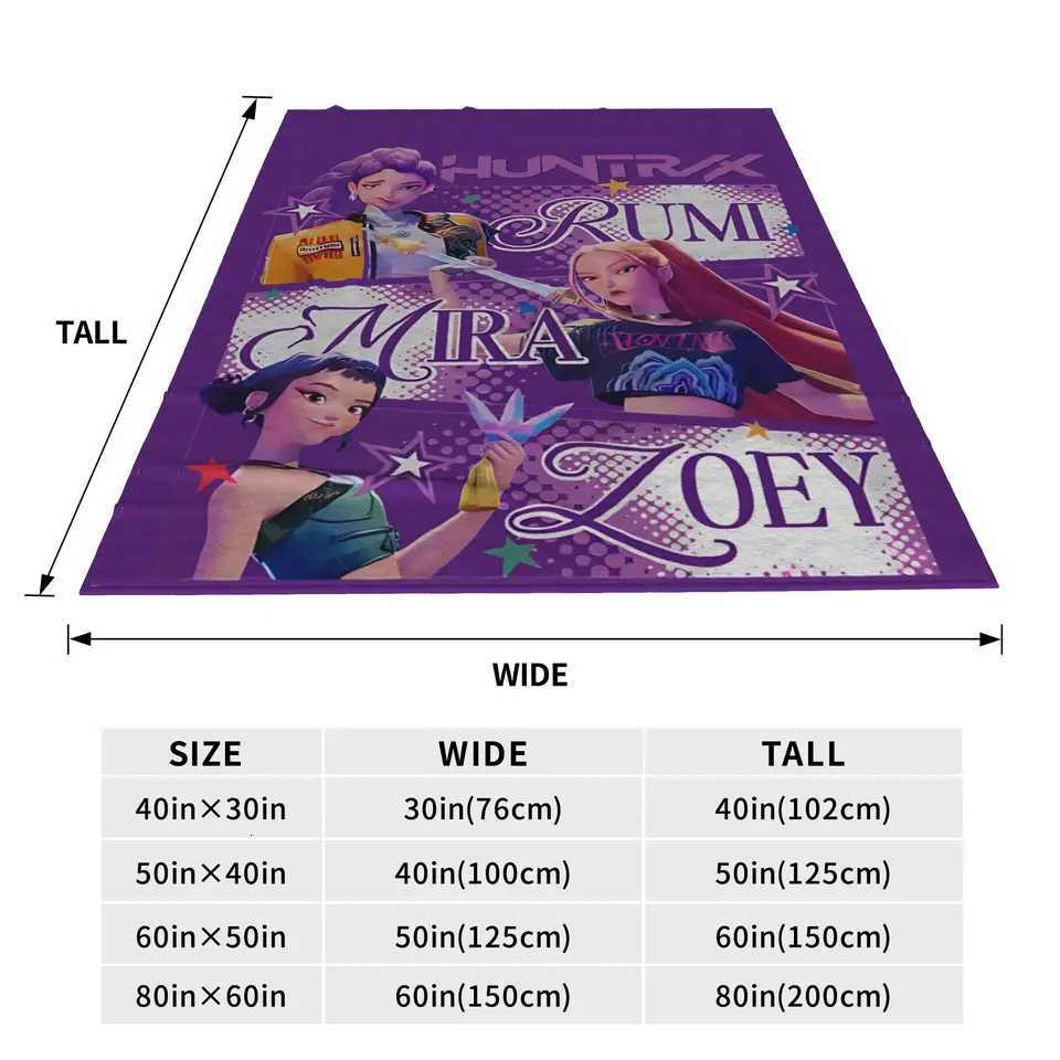 HUNTRIX KPOP Demon Hunters Anime Blanket Cover Flannel Throw Blankets Airplane Travel Portable UltraSoft Warm BedspreadsXJ250912