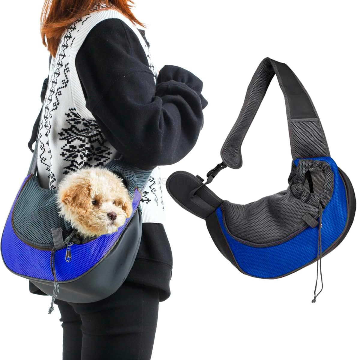 Pet Dog Sling Carrier Puppy Pet Slings Bag for Small Dogs Cats Satchel Carriers Breathable Mesh Hand Free with Adjustable Strap Doggie Crossbody for O