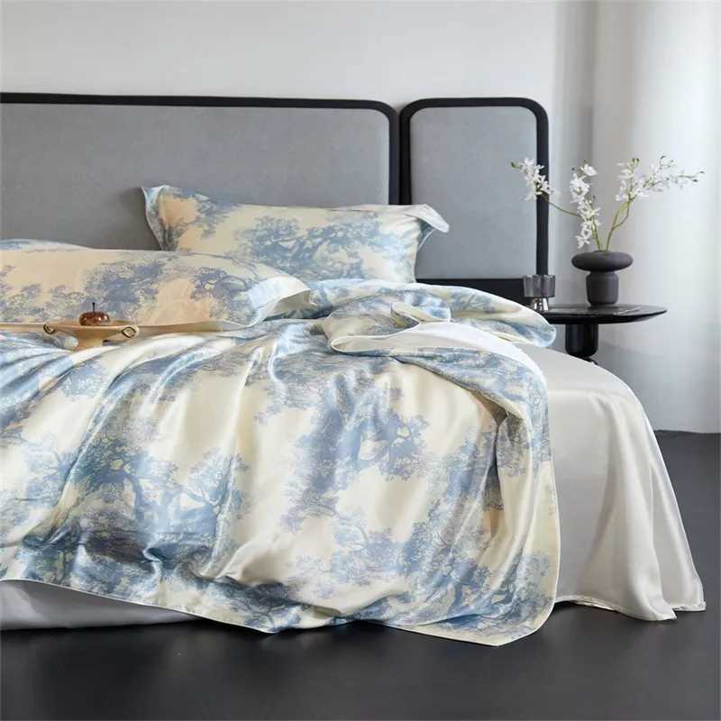 46Pcs 25MM Silk Duvet Cover Set 100Mulberry Silk Cal King Super King size Bedding set with Zipper FlatFitted sheet Pillowcase C250912