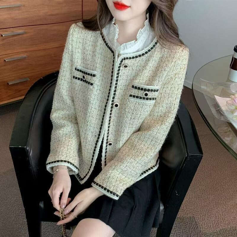DHEssentials Tweed Chanel Style Autumn Jacket for Women 2025 New Design Sense Niche Versatile Cardigan Top