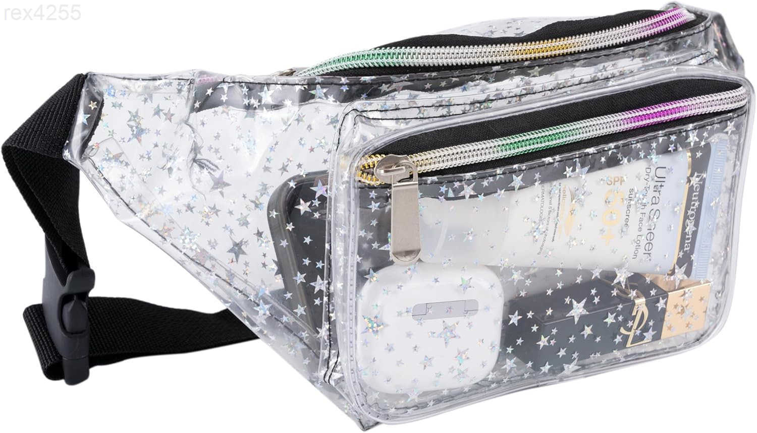80s 90S Rave Stars Neon Transparent Gravel Fanny Pack for Women Great Waist Pack for Games Concerts Rave Festival TravelW250912