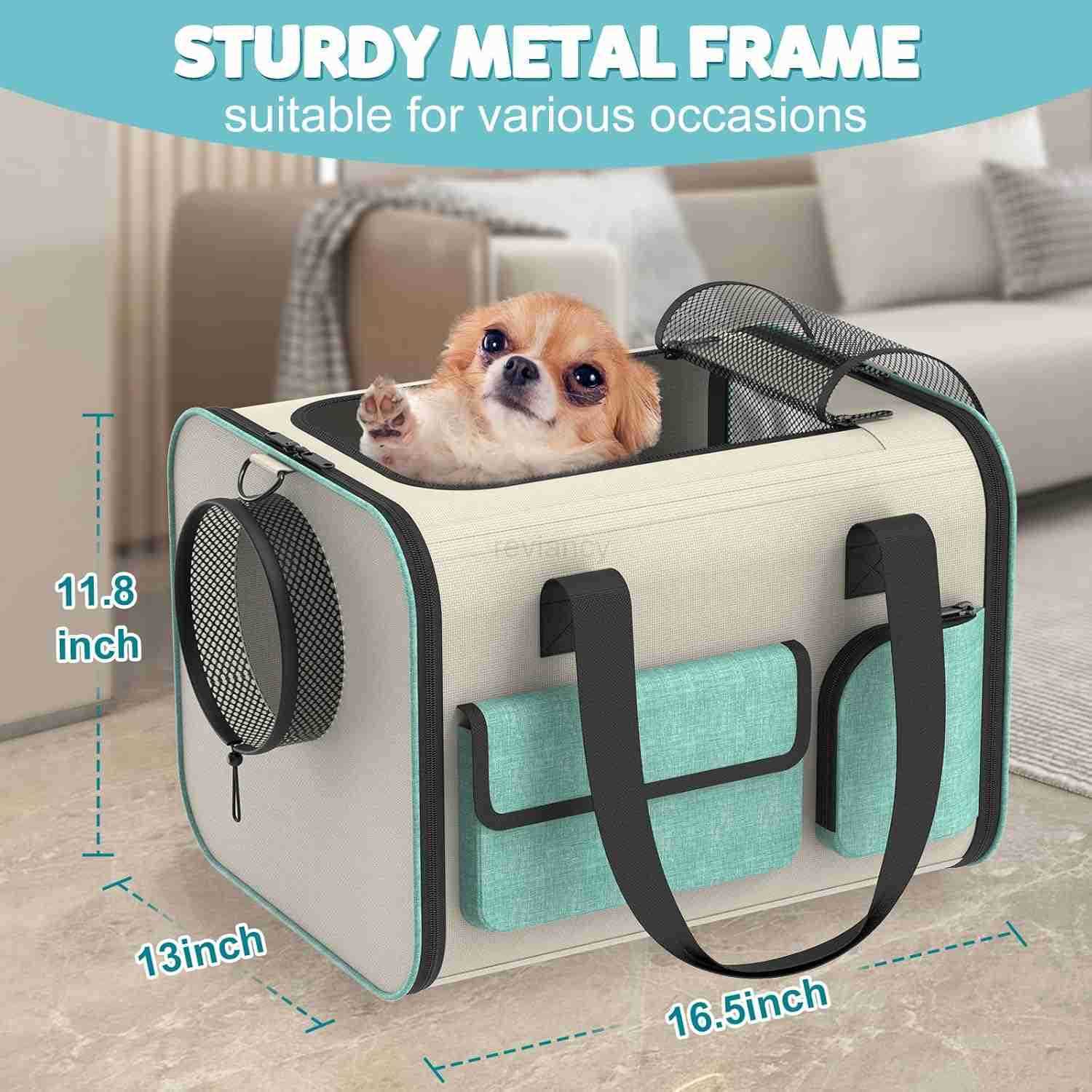Small Dog Travel Carrier Bag Soft Sided Pet Travel Carrier for up to 15LBS Small Dogs Breathable and Comfortable for Car Trip Camping Outdoor Vet Hosp