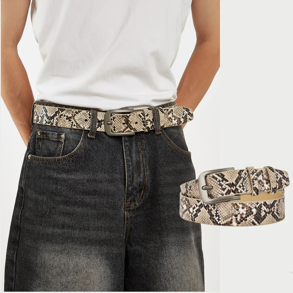 1pc mens snake print western style casual belt a versatile decorative belt for jeans 250911