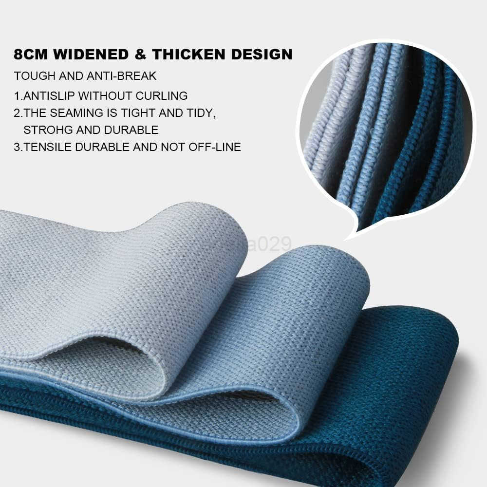 Yoga Large Resistance Band145 x315Fabric Exercise Loop Bands with Instruction Guide and Carry Bag Set of 3 W250912