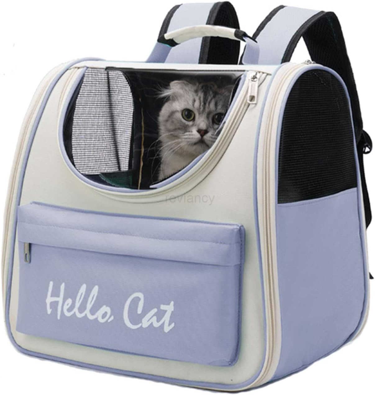 Pet Carrier Backpack Stylish Candy Color PVC Oxford Fabric Fits Cats and Dogs Under 15KG ThreeSided Mesh Design Ideal for Travel Hiking and AirlineApp
